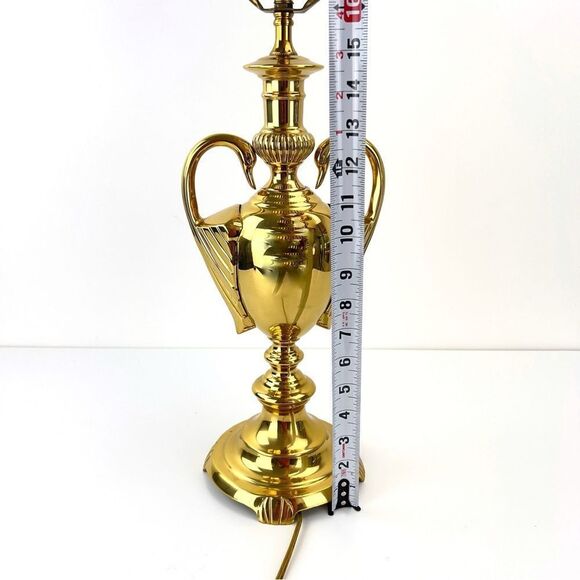 Vintage Hollywood Regency Swan Polished Brass Table Lamp 28” H - Picture 11 of 13